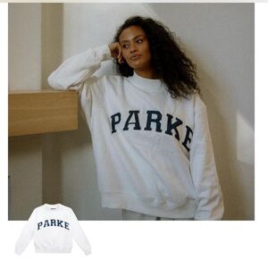 Parker White Sweatshirt with Black Lettering